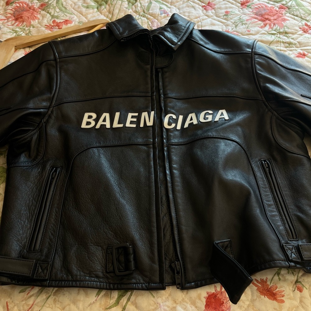 Balenciaga leather logo biker Jacket